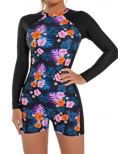 Rash Guard One Piece Swimsuit Spandex Uv Sun Protection Upf50+ Quick Dry Long Sleeve Swimwear Bathing Suit Surfing Beach Water Sports Summer