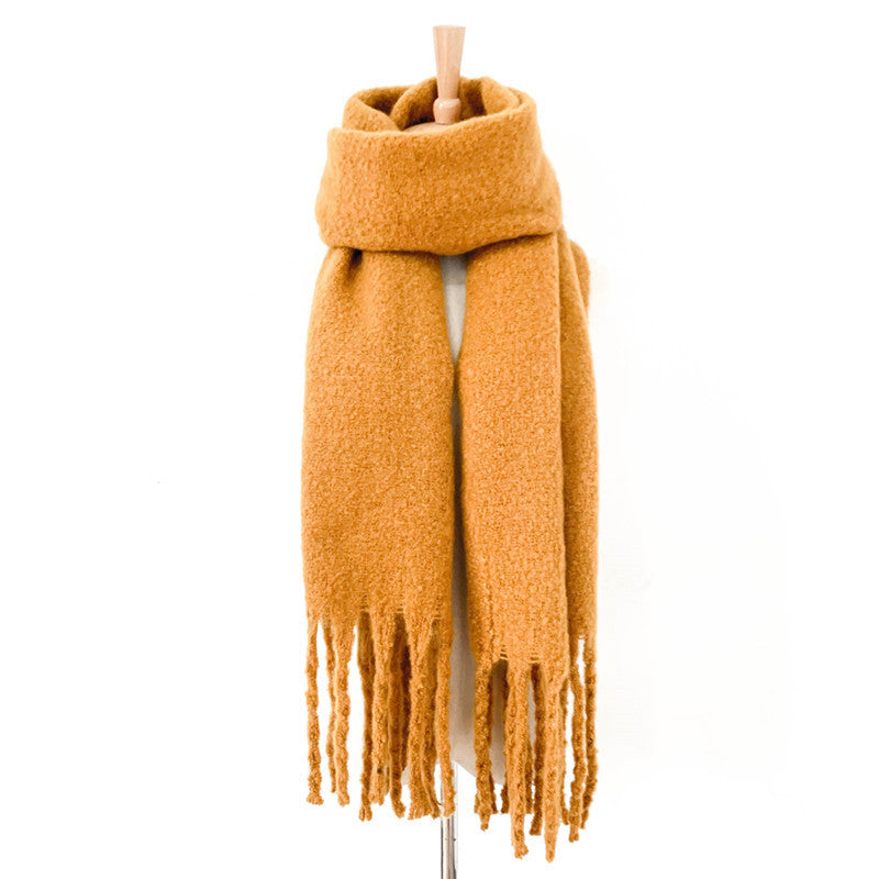 Vintage Thick Fringed Solid Color Scarf elevenforest