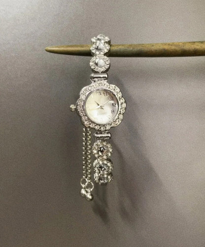 Fine Silk Alloy Zircon Gem Stone Pull-out Watches