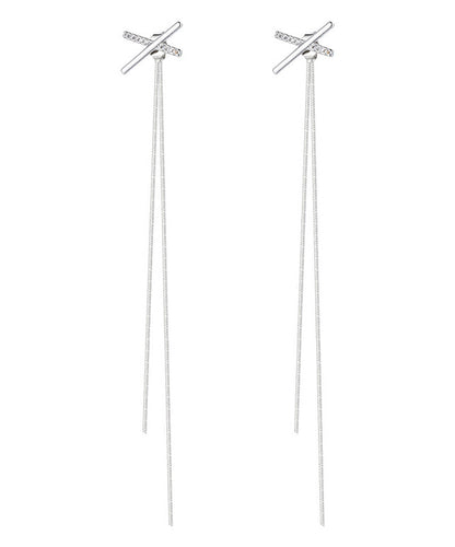 Skinny Silk Sterling Silverr Tassel Drop Earrings