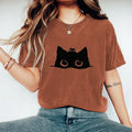 Abstract Creative Cute Black Cat Art Print  T-shirt elevenforest