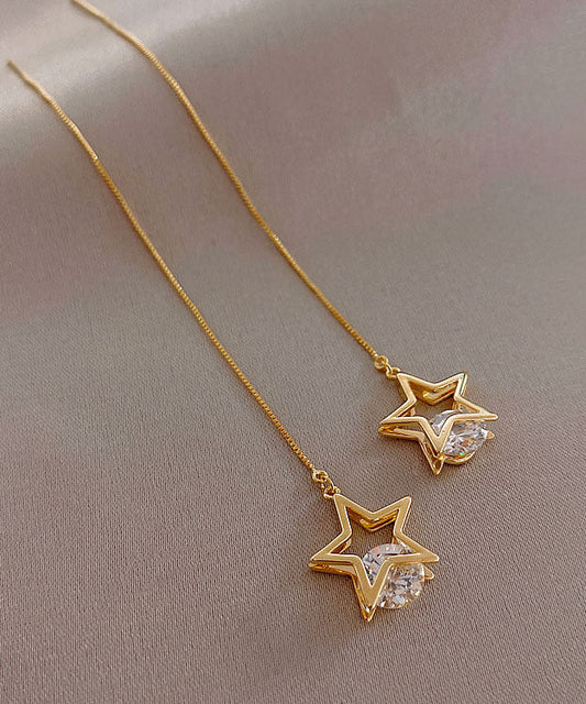 Star Alloy Crystal Star Drop Earrings
