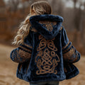 Comstylish Women's Vintage Viking Celtic Knot Style Plush Zip-up Hoodie