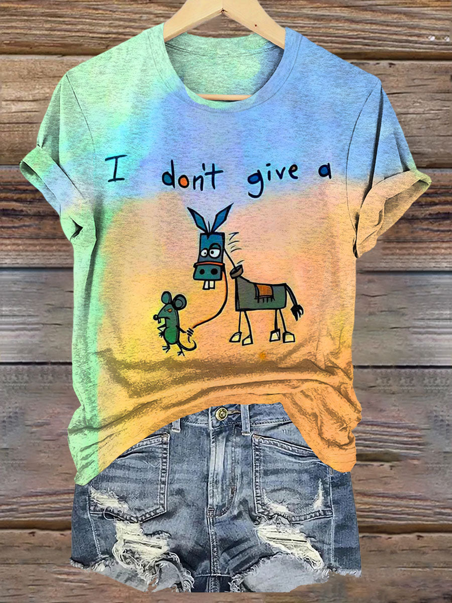 I Dont Give A Funny Donkey Art Print Casual Short Sleeve T-shirt