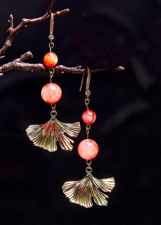 Unique 14k Gold Fan-shaped Drop Earrings New Style