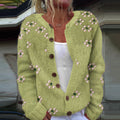 Vintage Icelandic Pink Floral Knitted Cardigan Sweater artswardrobe
