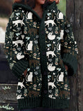 Lovely Cats Pattern Cozy Hooded Cardigan elevenforest