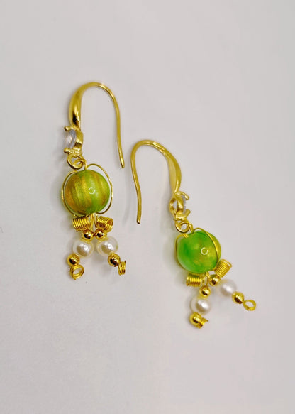 Grass Green Fine Crystal Original Design Drop Earrings