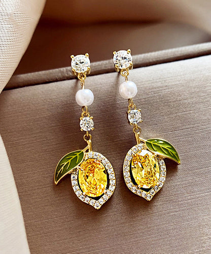 Zircon Silver Overgild Stud Earrings