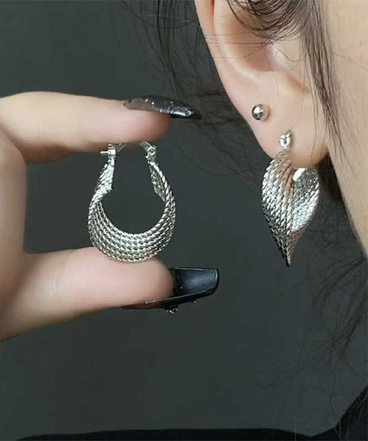 Silk Metal Geometric Circle Hoop Earrings