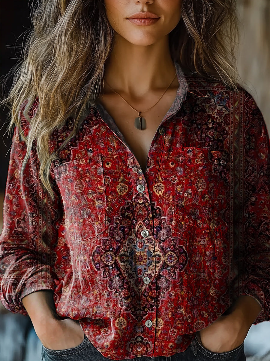 Vintage Ethnic Style Tattoo Pattern Art Print Casual Long Sleeve Comfo
