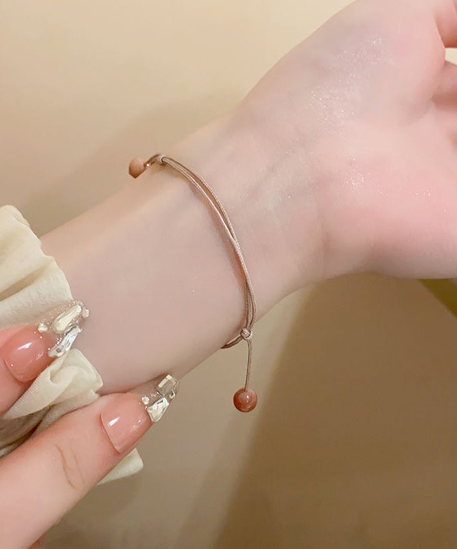 Unique Hand Knitting Rose Beading and Gem Stone Two Piece Set Bracelet