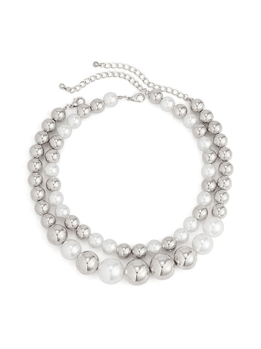 Beaded Contrast Color Dainty Necklace Accessories Two Pieces