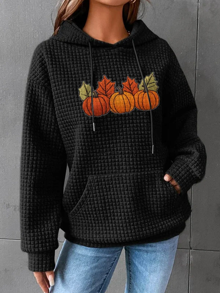 Comstylish Women's Fall Pumpkin Check Hoodie