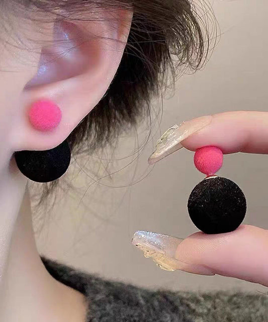 Black Alloy Flocking Two Ways of Wearing It Stud Earrings