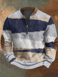 Men's Retro Western Design Jacquard Fabric Zipper Neck Sweatshirt artswardrobe