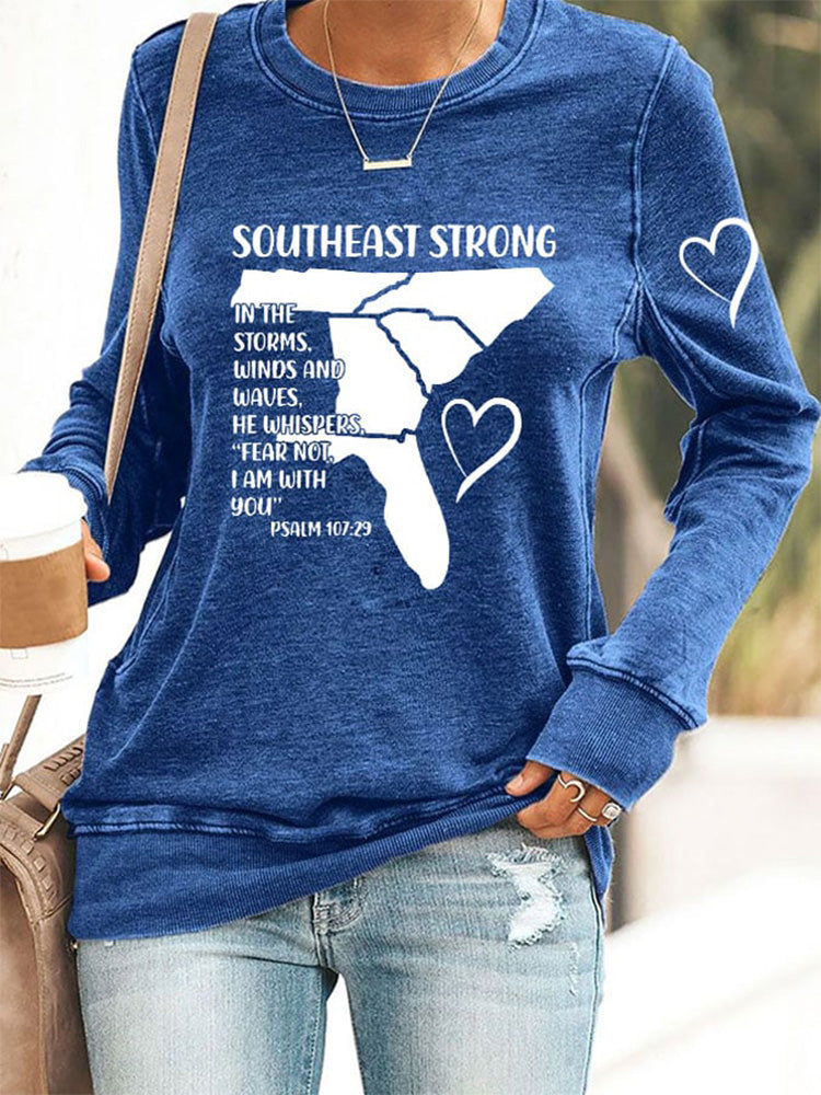 Comstylish Retro Southeast Strong Pray For North Carolina East Tennessee South Carolina Georgia And Florida Print Sweatshirt