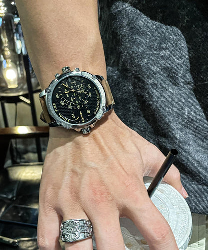 Silk Leather Tempered Glass Quartz Movement Watch