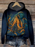 Comstylish Ocean Octopus Oil Painting Art Comfy Hoodie