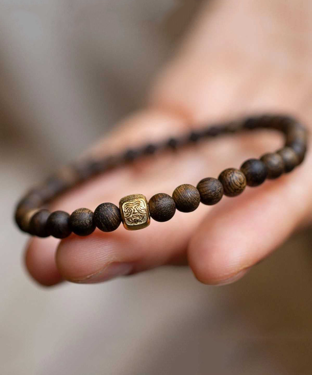 Brown Sterling Silver Overgild Beads Bracelet