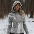 Comstylish Women's Vintage Viking Celtic Knot Vigvihil Rune Plush Hoodie