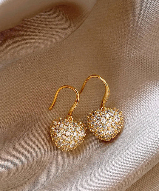 Gold Copper Overgild Zircon Love Hoop Earrings