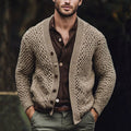 Men's Vintage Chunky Knit Jacquard V-neck Cardigan Sweater elevenforest
