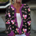 Ho Ho Ho Cute Cat Christmas Gift Contrast Color Women's Sweater Cardigan elevenforest