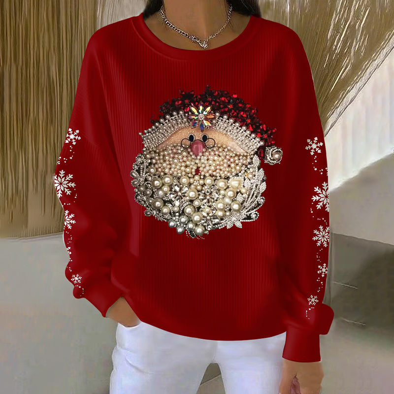 Comstylish Women's Christmas Cute Santa Art Sweatshirt
