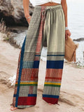 Women's Vintage Geometric Line Art Print Cotton Pants artswardrobe