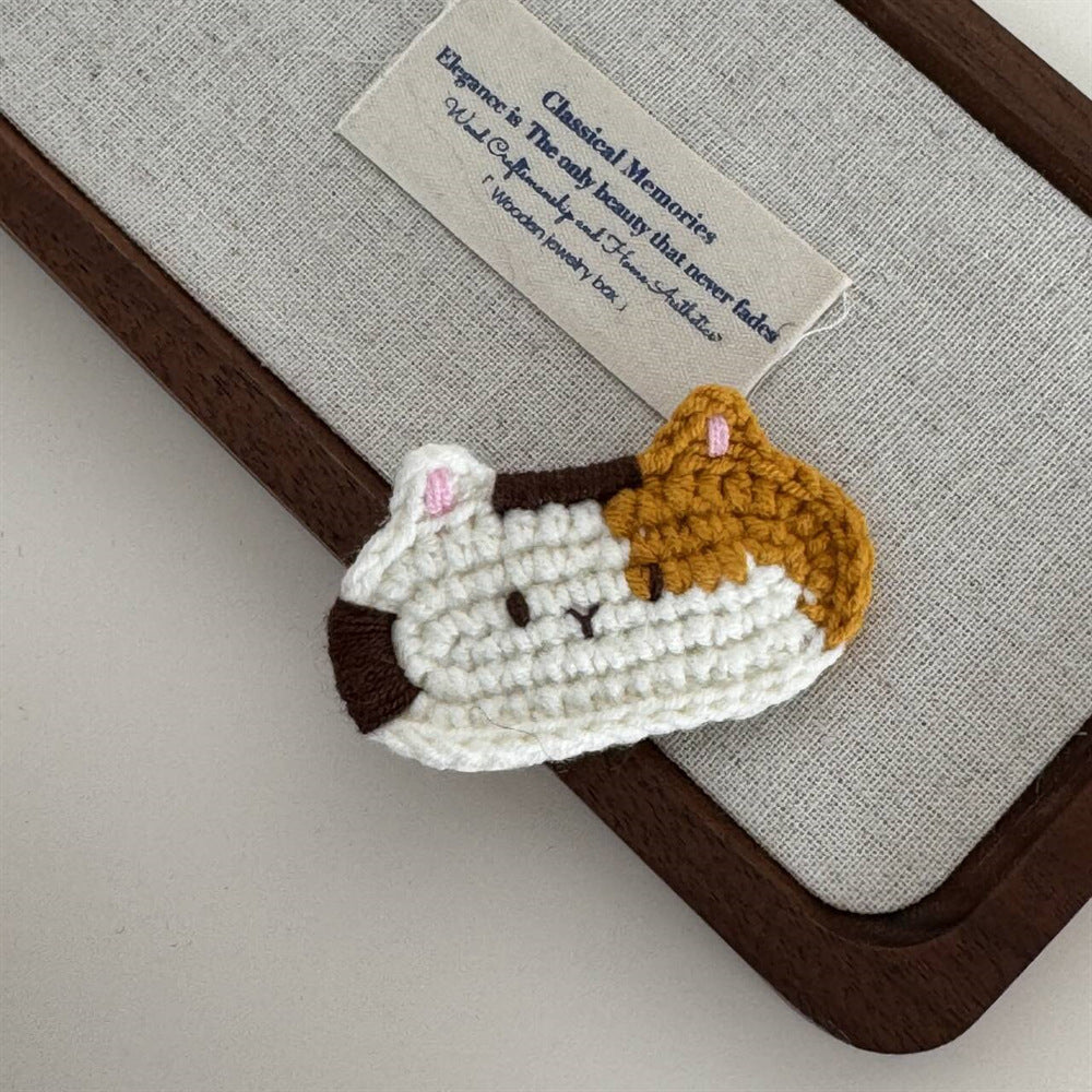 Comstylish Wool Crochet Cartoon Cat Bb Clip