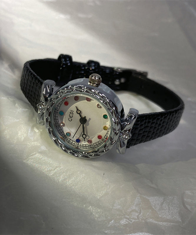 Coffee Leather Alloy Quartz Movement Watches