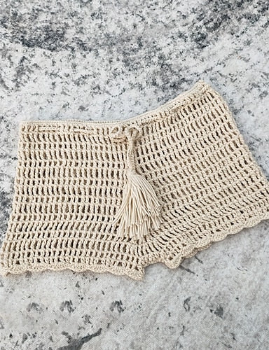 Swimwear Cover Up Stretchy Boxer Shorts Shorts Swimsuit Crochet Vacation Beach Wear Color Sleeveless Bathing Suits