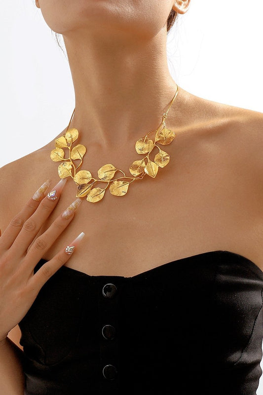 Textured Gingkgo Leaf Necklace