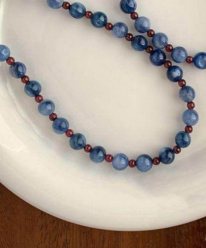 Art Blue Garnet Beaded Alloy Choker