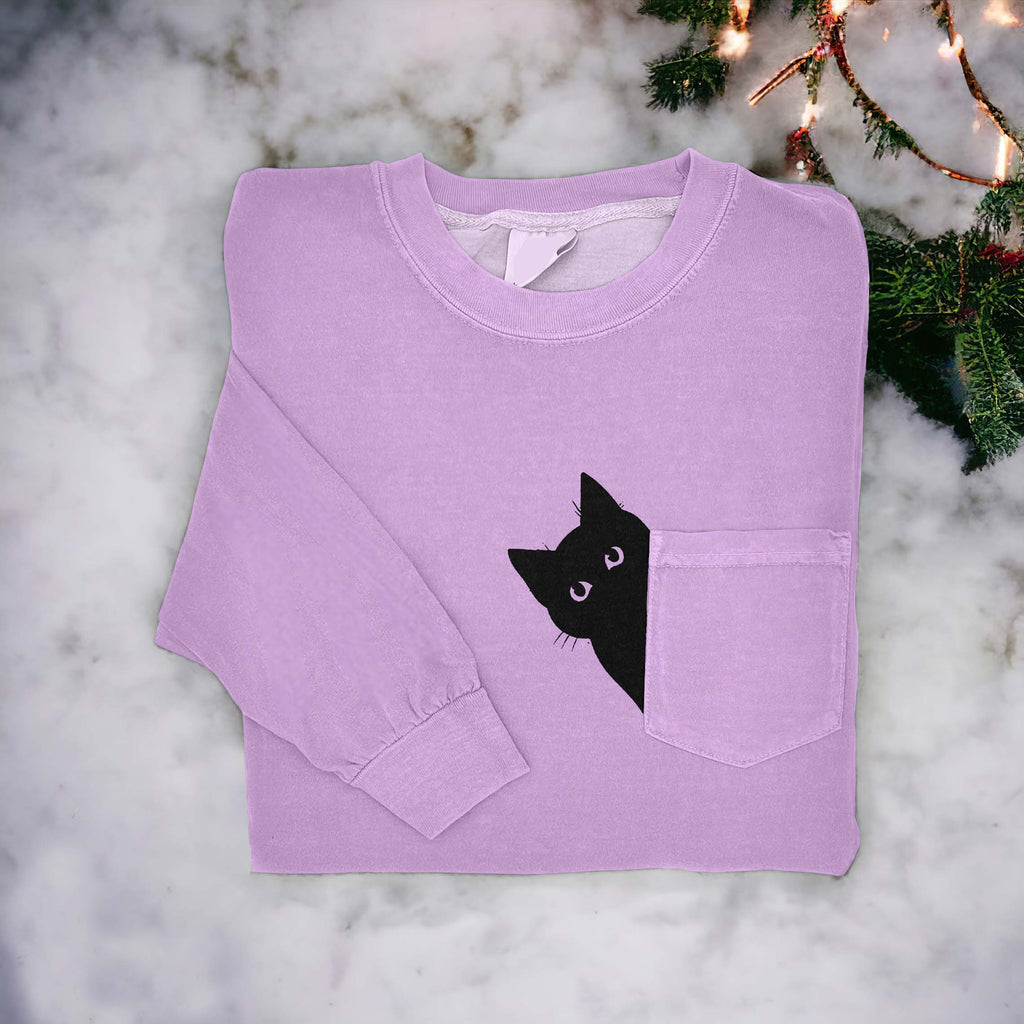 Funny Japanese Art Black Cat Art Women's Cozy Pocket T-Shirt elevenforest