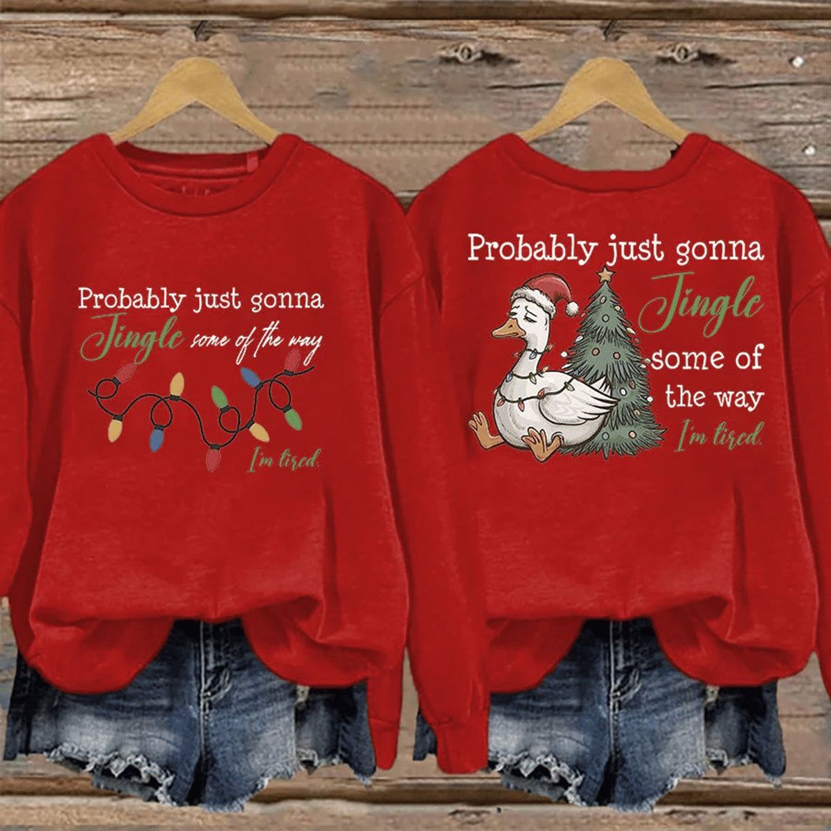 Comstylish Women's Christmas Probably Just Gonna Jingle Some Of The Way I'm Tired Print Sweatshirt