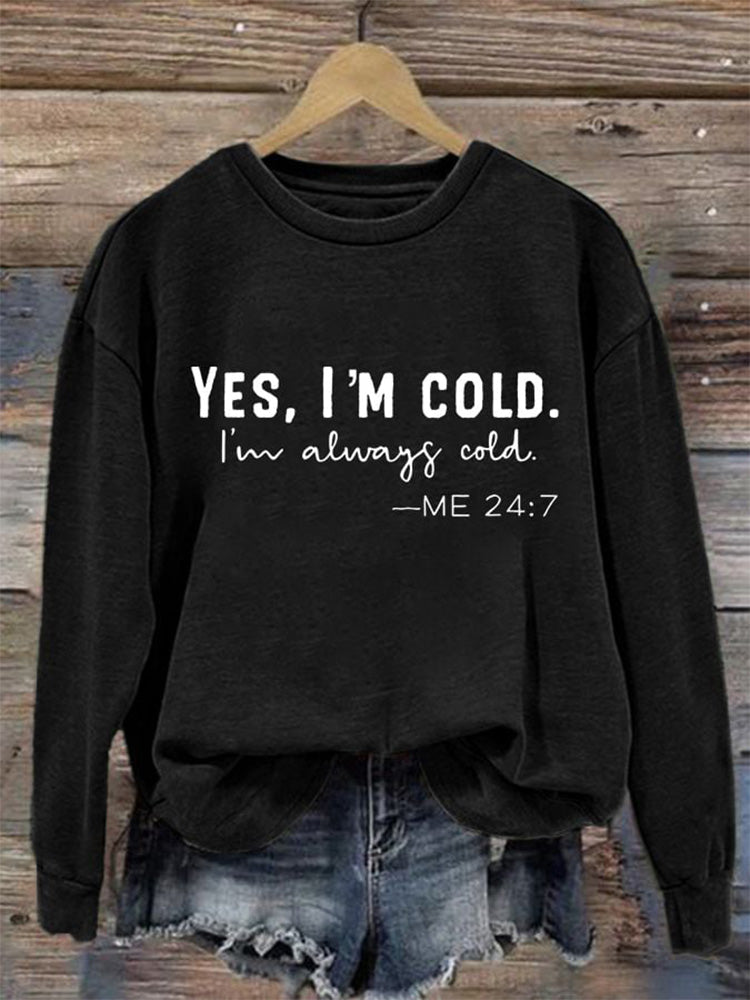 Comstylish Women's Christmas I'm Cold Print Casual Sweatshirt