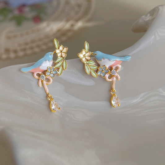 Feather and Heather Earrings