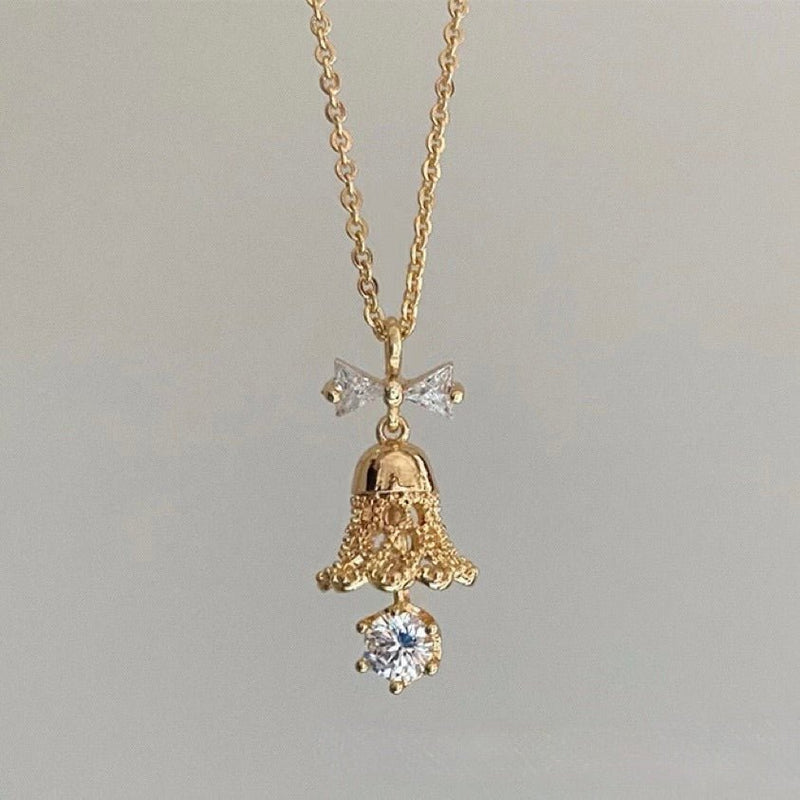 Festive Bell Clear Bow Necklace