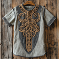 Men's Vintage Viking Odin Gold Textured Cotton And Linen T-shirt artswardrobe