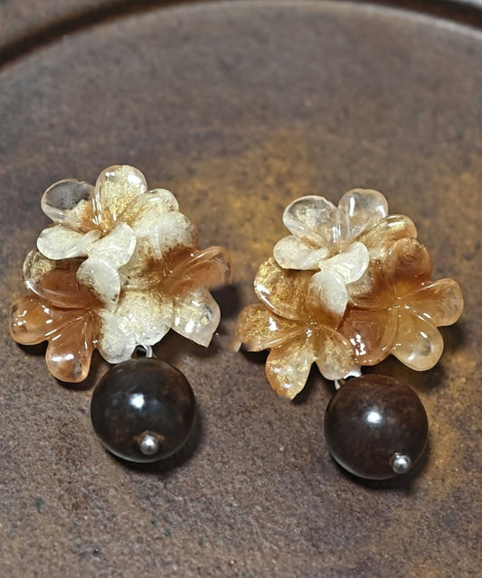 Gradient Color Brown Copper Resin Drop Earrings
