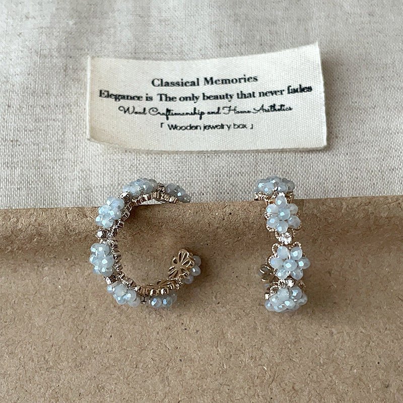 Floret Hoop Earrings in Blue