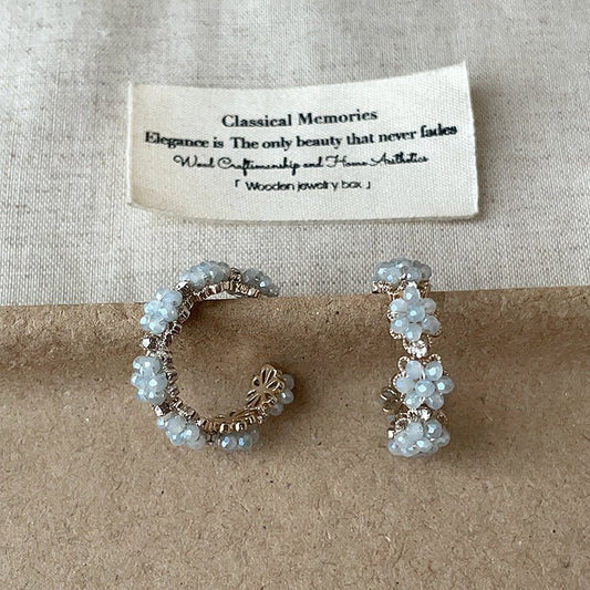 Floret Hoop Earrings in Blue