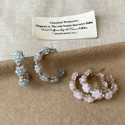 Floret Hoop Earrings in Pink