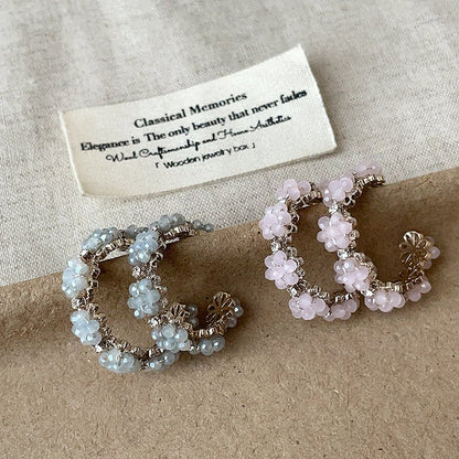 Floret Hoop Earrings in Pink