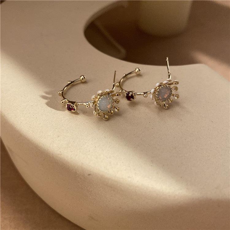 [] Flower Hoop Earrings
