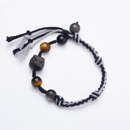 Fluorite Amethyst Protection Rope Bracelet 14-18cm