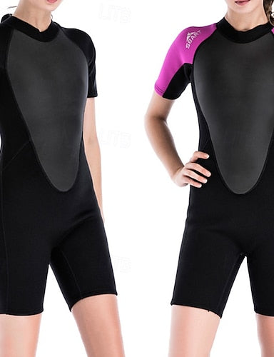 2mm Neoprene Dive Wetsuit Rash Guard Stretchy Short Sleeve Surfing Snorkeling Scuba Patchwork Winter Autumn