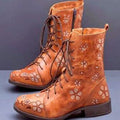 LM | Casual floral lace-up boots